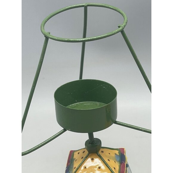 Christmas holiday teapot tealight candle holder snowman stars movable shade READ - Picture 9 of 12